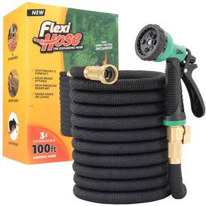 lot 3387 image: Flexi Hose 100FT Expandable Garden Hose with 8-Function Nozzle