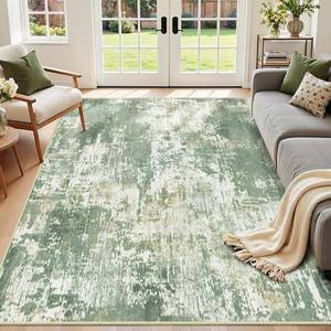 lot 3397 image: Releany 5x7 Washable Abstract Area Rug Light Green