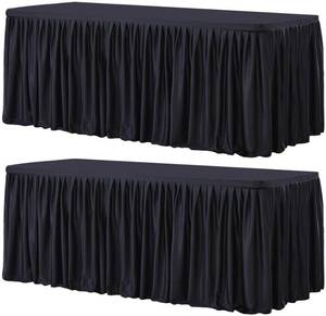lot 3399 image: Wish Care 2-Pack Black Fitted Tablecloth 6ft Rectangle