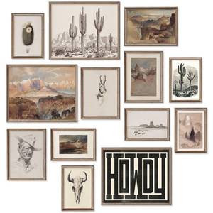 lot 4275 image: TWNSLLA Western Wall Art Prints Set 13 Pieces