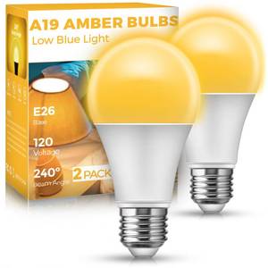 lot 4330 image: JandCase A19 LED Sleep Light Bulb, 1900K Amber, E26