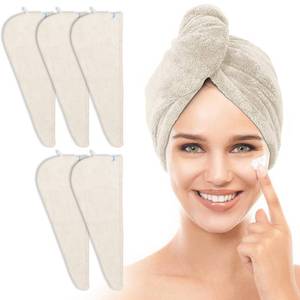 lot 4369 image: TENSTARS Hair Towel Wrap 5 Pack Microfiber Turban