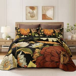 lot 5796 image: Tyrot 3 Piece Boho Floral FullQueen Quilt Bedding Set