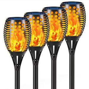 lot 5827 image: Aityvert 43 Solar Flickering Flame Torch Lights, 4 Pack