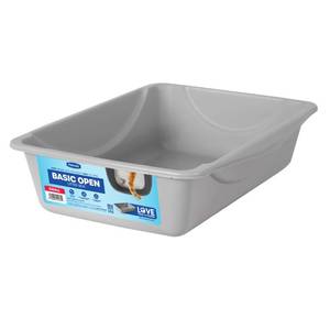 lot 5828 image: Petmate Basic Open Plastic Cat Litter Pan, Gray, Small