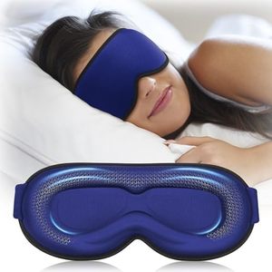 lot 6122 image: Facemoon 3D Blackout Weighted Sleep Eye Mask, Navy