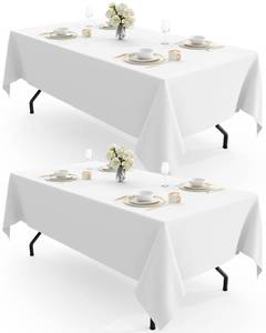 lot 6137 image: Pureegg Polyester Tablecloth 60 x 102 2-Pack White