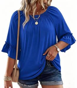 lot 6147 image: Halife Plus Size Blouse 34 Ruffle Sleeve Royal Blue 5X