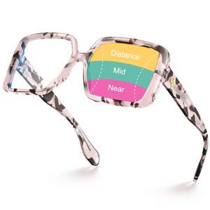 lot 6149 image: VISOONE Progressive Reading Glasses 1.5x Pink Tortoise