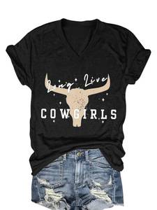 lot 6172 image: Womens V-Neck Skull Graphic T-Shirt, XL