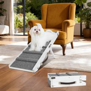 lot 7644 image: Drakthos Foldable Dog Ramp for Small Dogs, White