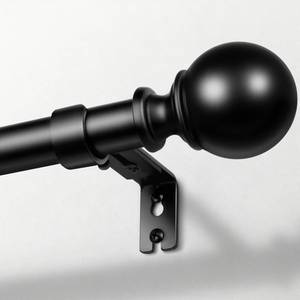 lot 7674 image: Zeerobee 1 Inch Adjustable Curtain Rod 32-120 Black
