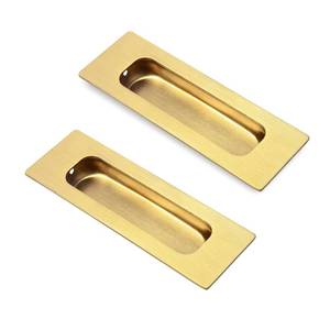 lot 8074 image: HOMOTEK 2 Pack 120mm Flush Sliding Door Pulls Brushed Gold