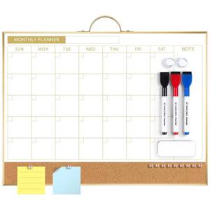 lot 8091 image: ARCOBIS Dry Erase Calendar with Cork Board, 12x16