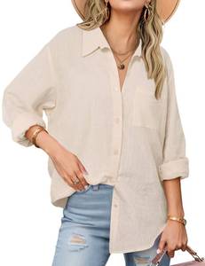 lot 8106 image: Zeagoo Cotton Button Down Shirt Women Khaki