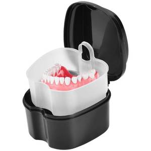 lot 8110 image: Kiseer Black Denture Bath Case with Strainer Basket