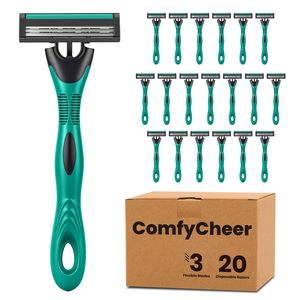 lot 8129 image: Comfycheer Disposable Razors 20-Count 3-Blade