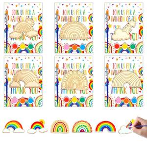 lot 8137 image: Bornerwhite Rainbow Wooden Painting Kit 12-Piece Set