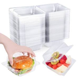 lot 8375 image: DJKYT Clear Clamshell Food Containers 4x4 100 Pcs