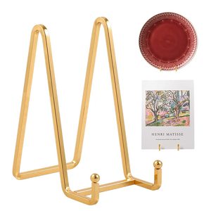 lot 8387 image: DIDUDIDU Metal Plate Easel Display Stand - 6 Inch Gold