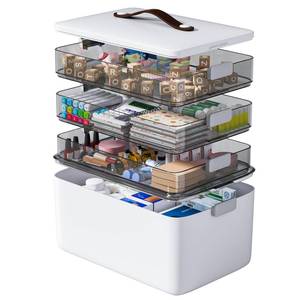 lot 11334 image: MOPUP 4-Tier Medicine Storage Organizer with Leather Handle