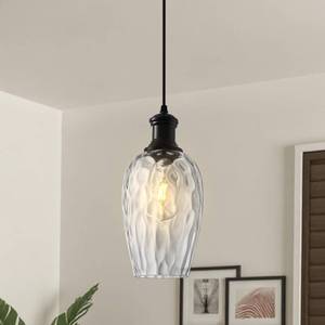 lot 1125 image: Otmilance Black Hammered Glass Pendant Light