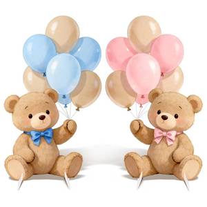 lot 2419 image: LawnIdyll Gender Reveal Bear Cardboard Cutouts 2-Piece Set
