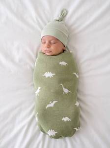 lot 3388 image: SWaddle AN Dinosaur Jacquard Baby Blanket 30x40