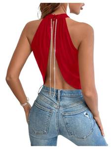 lot 4292 image: GORGLITTER Womens Sleeveless Halter Top