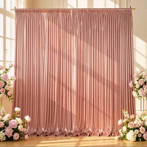 lot 4315 image: Wish Care Rose Satin Backdrop Curtains 10x10 FT