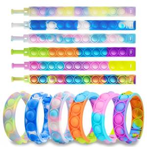 lot 4364 image: IERKEIE Silicone Pop Bubble Fidget Bracelets, 12-Piece Set