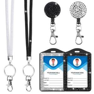 lot 6081 image: Pengxiaomei 6-Piece Rhinestone ID Badge Lanyard Set