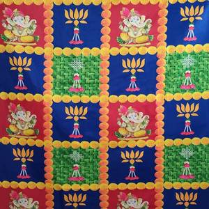 lot 6127 image: Satvik Fabric Backdrop 8x5ft Ganpati Lotus Floral