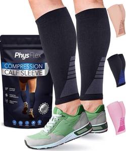 lot 12106 image: PhysFlex Calf Compression Sleeves - Medium Black