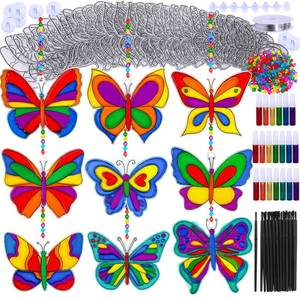 lot 12115 image: Winlyn 27 Sets Butterfly Suncatchers DIY Paint Kit