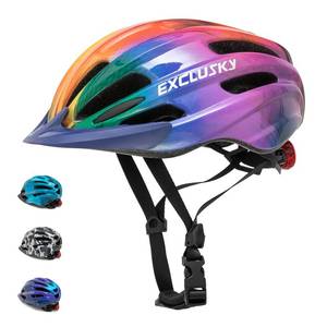 lot 12116 image: EXCLUSKY Kids Bike Helmet Adjustable 50-57cm with LED Light