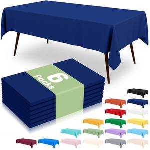 lot 12148 image: Misaya Disposable Plastic Tablecloth 54 x 108 Inch Navy 6-Pack