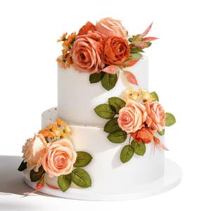 lot 12153 image: Overoche Silk Flower Cake Topper 3-Piece Set