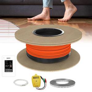 lot 19495 image: HEATIT 40 Sq.Ft. Electric Floor Heating Cable with ET-7AW Thermostat  Retail $209.99