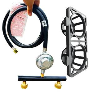 lot 19504 image: MENSI Dual Propane Regulator with 5FT Hose and Bottle Holder