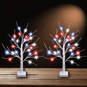 lot 19512 image: AMIPEPE Patriotic LED Tree Lights 24-Inch 2-Pack (Bases Missing, Missing 1 Charger)