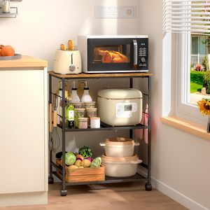 lot 11382 image: ThreeHio 3-Tier Rolling Kitchen Cart with Lockable Wheels (No E Rails)