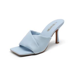lot 11389 image: Dream Pairs Womens Slip-On Mule Heels, Baby Blue, Size 9