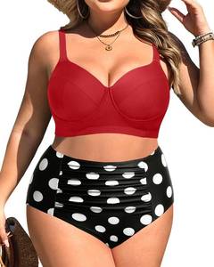 lot 11400 image: Tempt Me Plus Size Red Polka Dot Underwire Bikini