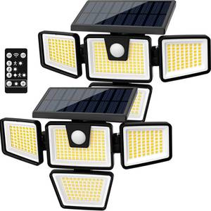 lot 19523 image: AmeriTop Solar Motion Sensor Flood Light, 4-Head IP65
