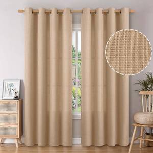 lot 19533 image: BGment Tan Curtains 84 Inch Long 2 Panels