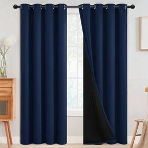 lot 19539 image: SimpleHome Blackout Curtains 52x96 Grommet Navy Blue