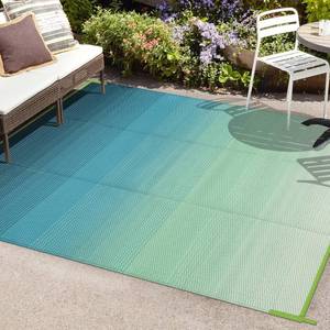 lot 19576 image: Anidaroel 6x9 Ft Outdoor Rug Blue Green Plastic Straw