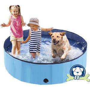 lot 19585 image: Eooqi Foldable Dog Pool, Portable Pet Bath Tub