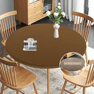 lot 20402 image: Obstal Fitted Round Tablecloth 48-56 Inches Coffee